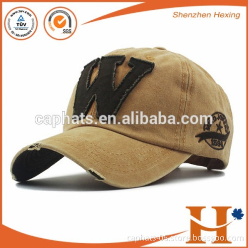 Light color plain 6 panels Stone washed baseball cap